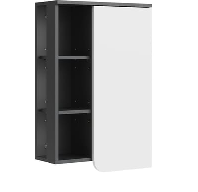 Vicco Karen Badkamermeubel – 50 x 75 cm met deur en open vakken Antraciet/wit