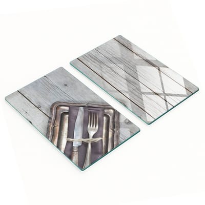 Keukenplanken van gehard glas met afbeeldingen, geschikt voor bestek, 2x30x52 cm