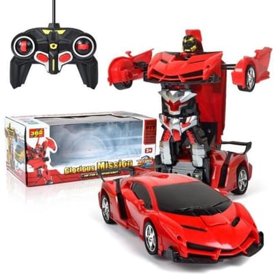 Afstandsbestuurbare auto - Veneno - Rood - Transformeerbaar 2-in-1 - Sportwagen rood