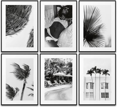 Wandafbeeldingen Set - Posterset Zwart Wit - Woonkamer Decoratie - Moderne Stijl - 6 x DIN A4 - Monochroom