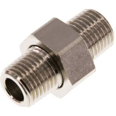 R 1/4'' Vernikkeld Messing Borstnippel 3-delig met Conische afdichting 16 Bar [2 Stuks]