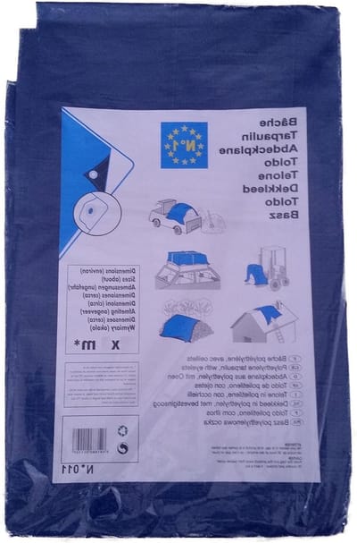 Afdekzeil 6 x 10 m snijmaat blauw-groen voor houten zeilbescherming