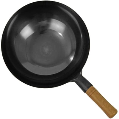 Wok met Enkele Handgreep Geen Chemische Coating Anti-aanbak Roerbakpan Handgesmeed IJzeren Wok voor Keuken 38cm   15in 38cm / 14.96in gray