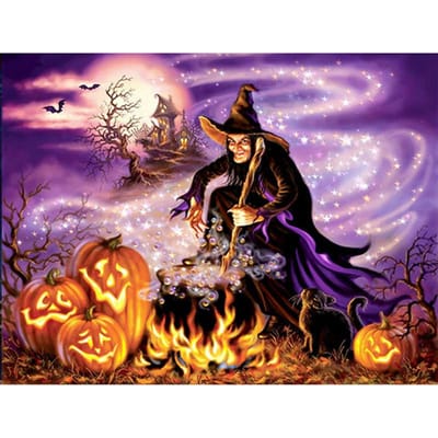 Halloween 5d Diamond Painting Volledige Heks Diamant Mozaïek Cartoon Diamant Borduurwerk 20X30CM black