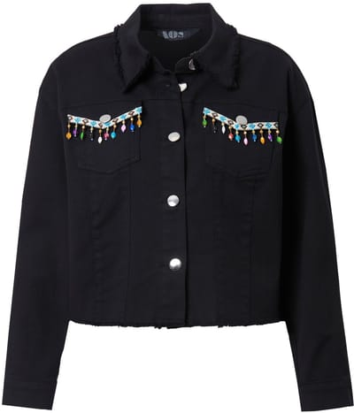 Angel of Style - Dames - Twill jack Straight Fit rug-applicatie - Zwart - Maat 44