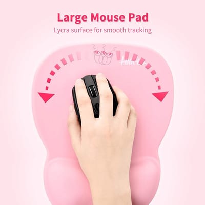Ergonomische Gaming Muismat met Gel Polssteun, Antislip Ondergrond, Dun en Duurzaam voor Kantoor en Reizen, Ideaal voor PC en Laptop, Roze Design