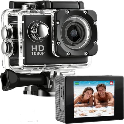 1080P sportcamera, 30M waterdichte onderwatercamera met groothoek, inclusief sportcamera en accessoirekit.