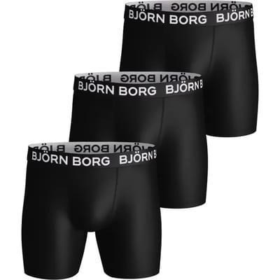 Björn Borg Performance boxers - microfiber heren boxers lange pijpen (3-pack) - zwart