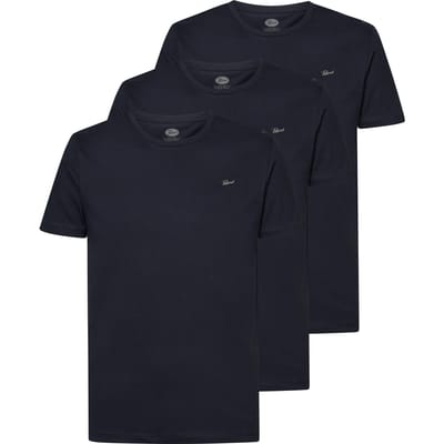 Petrol Industries Heren T-shirts 3-Pack - Ronde Hals - Korte Mouw - Katoen - Regular Fit - Multipack van 3 stuks - Blauw - Maat S