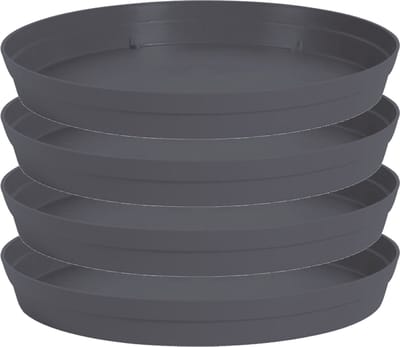 4x stuks bloempot kunststof onderschalen Toscane antraciet grijs D15 cm - Onderschalen/opvangschalen