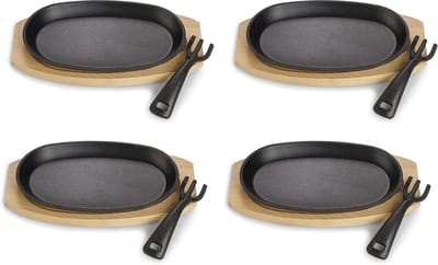 Gietijzeren serveerpannenset met afneembare handgreep - 4-delig - Ø 24 cm