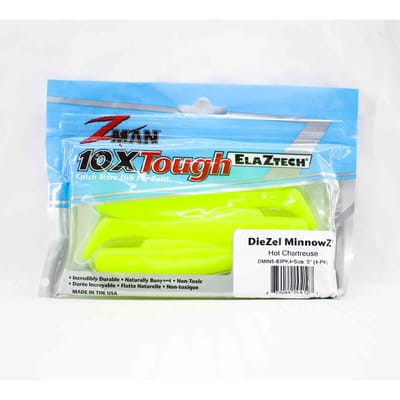 Zman Zacht Kunstaas Diezel MinnowZ 5 Inch 4/Pack Hot Chart (4127)