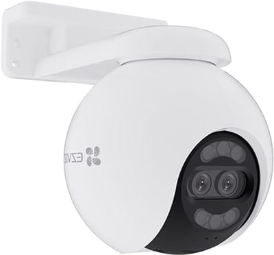 Beveiligingscamera Buiten - Dome Camera - Woning Beveiligen - Dubbele Lens 4K - 360 Graden Zicht - Wit