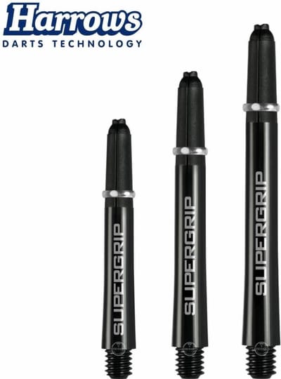 Harrows Supergrip Black and Silver - Dart Shafts