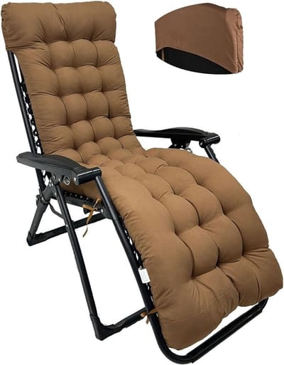 Ligkussen Tuinstoel - Zitkussen Ligstoel - Comfortabel Ontspannen - Verdikte Vulling - 170 x 53 x 8 cm - Grijs