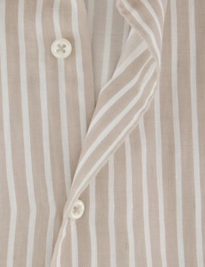 Katoen linnen overhemd beige gestreept Eterna 1863 Modern Fit