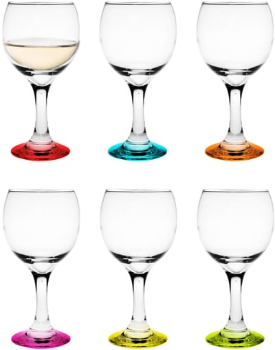 Glasmark witte wijnglazen - glas - gekleurde onderzijde - 12x stuks - 220 ml