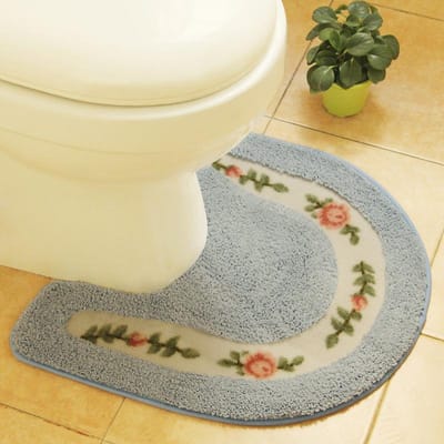 50X50Cm Landelijke U-vormige toiletbrilkussenhoes, toiletwaterabsorberende vloermat, deurmat, waterdichte en antislip voetmat, badkamertapijt