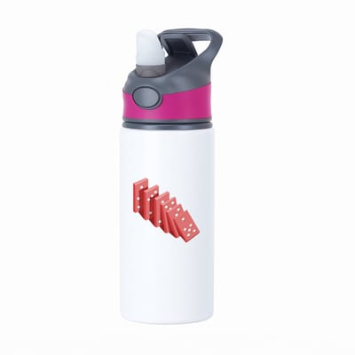 Hacebo® - Domino waterfles met rietje roze - Kind - kinderen - Speelgoed - spelletje - leren tellen - water fles - 650ML