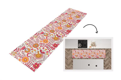 Keukenloper 200x50 cm - Keukenmat vinyl Bloemen - Design - Roze - Oranje - Keukenmatten loper - Keuken vloerkleed tapijt