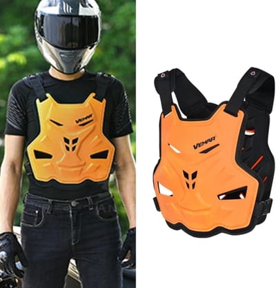Beschermvest Motorcross - Lichaamsbescherming Vest - Buitensport Bescherming - Verstelbare Schouderbanden - 51x43 cm - Oranje