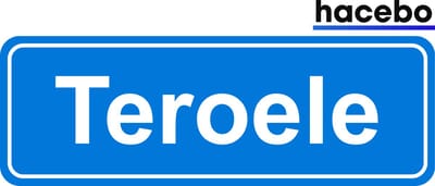 Hacebo - Plaatsnaam Sticker - 29x10 CM - Teroele sticker - Verkeersborden sticker - grappige cadeaus - Teroele