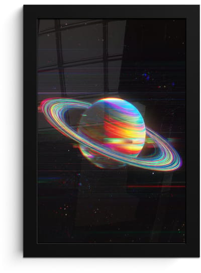 Poster in lijst - Fotolijst 20x30 cm - Posters - Planeet - Cirkel - Kleurrijk - Posterlijst zwart - Decoratie - Wanddecoratie woonkamer - Muurdecoratie slaapkamer