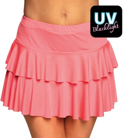 Boland - Minirokje Ruffles neonroze - Volwassenen - Student - 80's & 90's - Disco