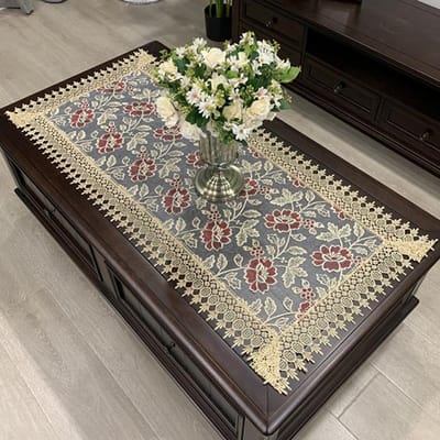 Europese Rechthoekige Thee Tafelmat Amerikaans Western Tafelkleed Nieuw Chinees Effen Kleur Stof Kant Bureaukleed Stofkap 60x120cm(woodwork) gray