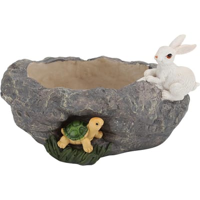 Imitatie Stenen Model Bloempot Hars Succulenten Plantenpotten Desktop Decoratie voor Kantoor Thuis gray