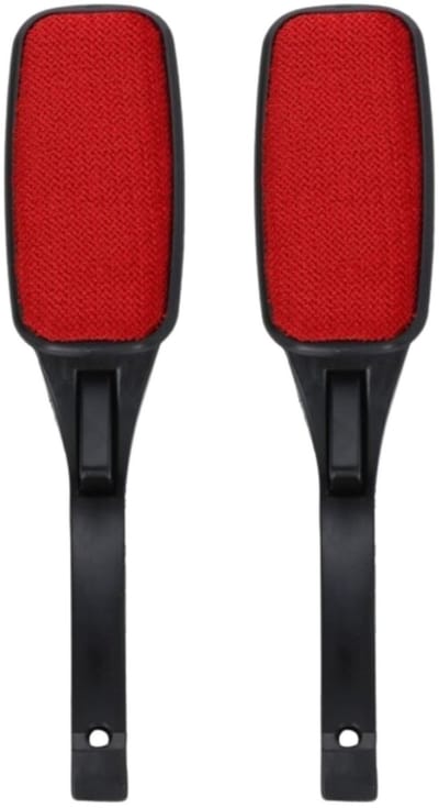 Gerimport Kledingborstel - 2x - L26 cm - zwart /rood - pluizenborstel - inklapbaar