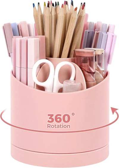 Unyqoos® Roze Multifunctionele Bureau-organizer met Draaibare Functie voor Kantoor en Thuis