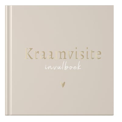Fyllbooks - Kraambezoekboek - Kraamtijd - Invulboek voor Kraambezoek - Kraamboek - Beige met Goudfolie - Geschikt voor: 66 Gasten