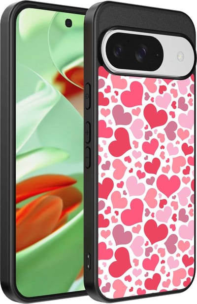 Geschikt voor Google Pixel 9 Pro Telefoonhoesje met Hartjes Print - Hearts Design TPU Backcover Case - Kinder Hoesje met Hartjes Design - Smartphonica geschikt voor Google Pixel 9 Pro