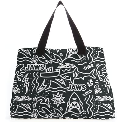 Jaws Black Doodle Tote Bag