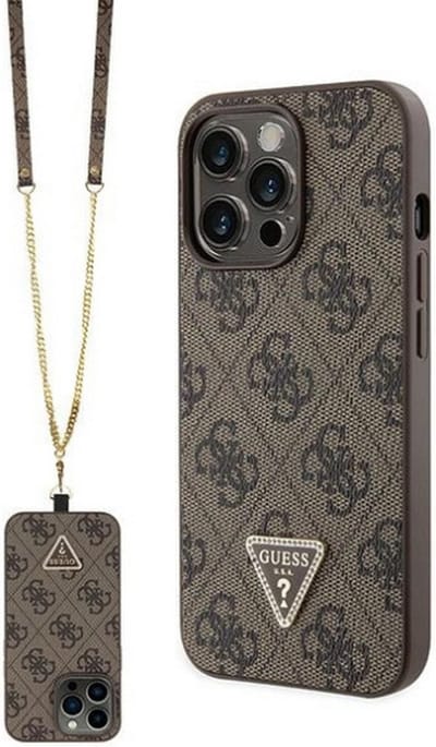 GUESS GUHCP13LP4TDSCPW Case for iPhone 13 Pro / 13 - Brown Crossbody 4G Metal Logo