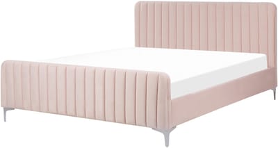 LUNAN - Tweepersoonsbed - Pastelroze - 160 x 200 cm - Fluweel