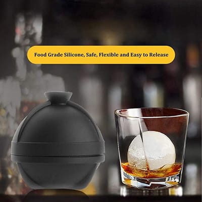 Jumada's 3 STUKS IJsballen Set - Grote Whiskey Stones - Ronde IJsklontjes - Cocktails/Frisdrank - Lekvrij - Siliconen - Ø 6 cm Groot - Zwart - Cadeau Tip!
