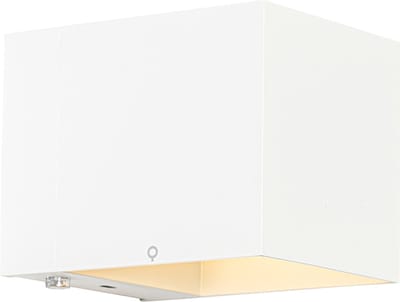 QAZQA joris - Moderne Dimbare LED Draadloze Oplaadbare Wandlamp USB met Dimmer Up Down voor binnen - 1 lichts - D 12.8 cm - Wit - Woonkamer | Slaapkamer | Keuken
