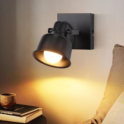 Glitzerlife - Plafondspot Plafondlamp - Industrieel Vintage - Opbouwspots Woonkamer - Draaibaar en Kantelbaar - 1xE14 fitting IJzer - Ø10cm - Zwart