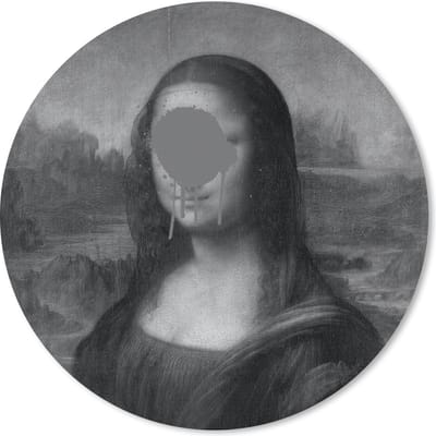 Muismat rond 20x20 cm - Mousepad Mona Lisa - Leonardo da Vinci - Zwart - Wit - Ronde muismatten