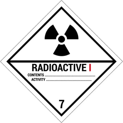 ADR klasse 7.1 radioactieve stoffen bord | gecoat dibond materiaal | 10 x 10 cm