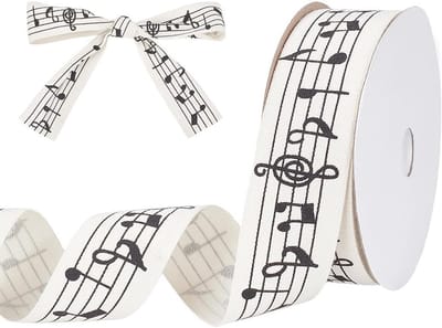 10m Muzikale Noten Ribbons, 2.5cm Enkele Zijde Gedrukt Muzieknotenkatoen voor Cadeauverpakking, Feestdecoratie en Naaiwerk