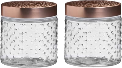 Urban Living Voorraadpot/bewaarpot Blair - 2x - 500 ml - glas - koperen deksel - D11 x H13 cm