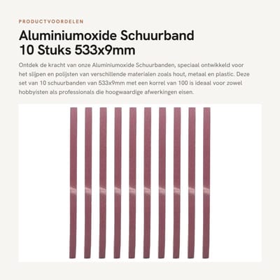 Dailygoods- Schuurband 10 Stuks 533x9mm - Aluminiumoxide - Schuurbanden 40/60/80/100/120/150/180 - Slijpen Hout/Metaal/Plastic - Geschikt voor Alle Schuurmachines - Uitstekend Slijpeffect - Schuurpapier
