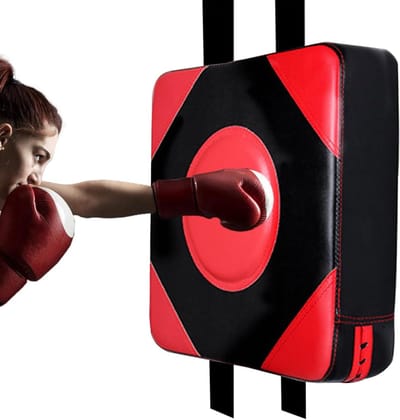Bokszak Muur - Stootkussen Wandmontage - Martial Arts Training - Schokabsorberend Ontwerp - 34x32x12 cm - Rood