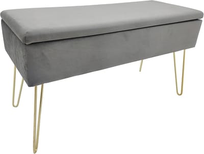 Gestoffeerd bankje met opbergruimte en elegante fluwelen hoes - 77 x 33 x 18 cm
