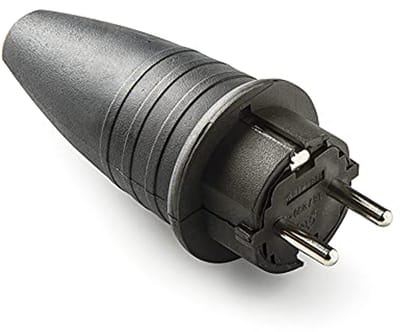 Waterdichte rubber stekker IP44 - thermoplastisch rubber - 16A - 250V - zwart