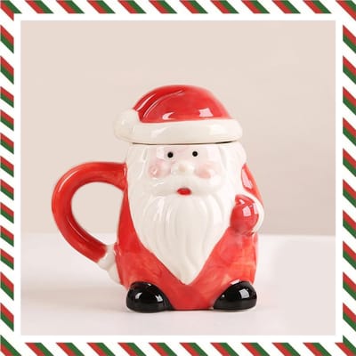Unieke 3D Kerstmok van keramiek met deksel, perfect als cadeau voor de feestdagen, 400ml