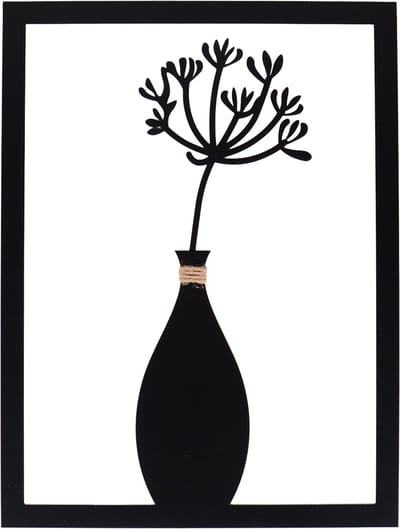 UNUS® Wanddecoratie bloemenvaas Leni groot 25x35 cm zwart metaal